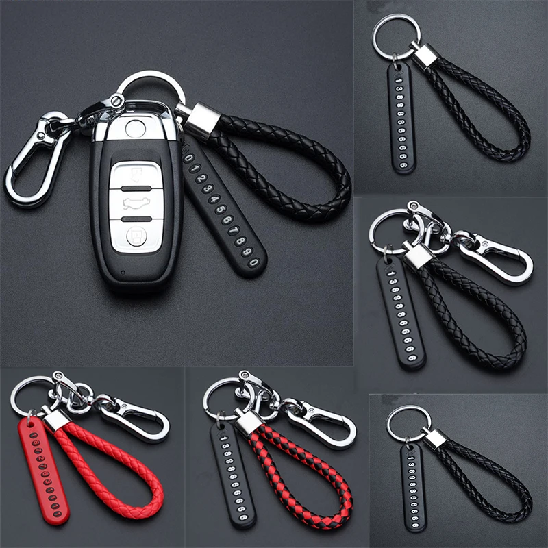 

Anti-Lost Car Key Pendant Split Rings Keychain Phone Number Card Keyring Auto Vehicle Lobster Clasp Key Chain car gadget