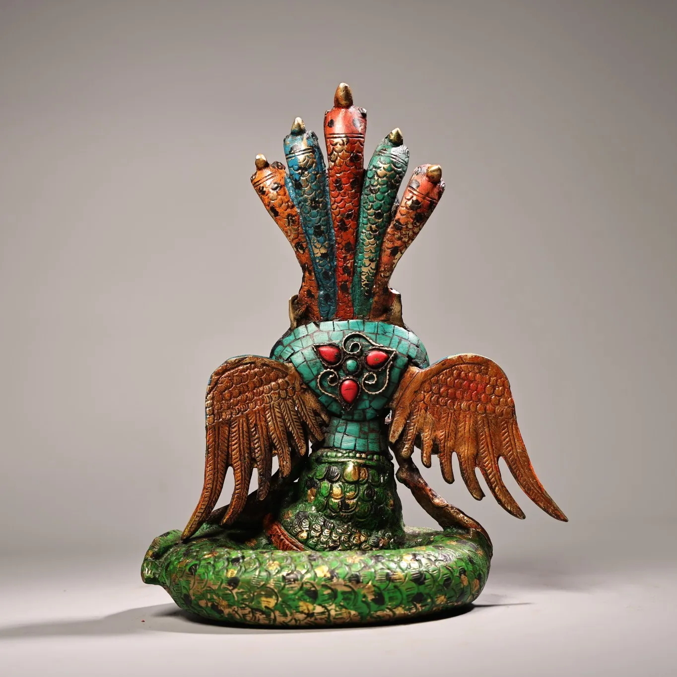 9-дюймовая коллекция тибетского храма старый бронзовый контур в золоте мозаика