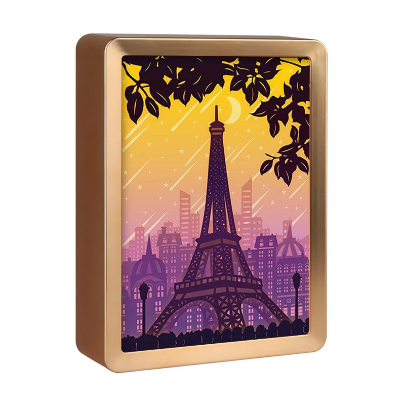 

Eiffel Tower 3D Shadow Box Frame Paper Carving Lamp Led Lights Usb Charging Night Light Paper Cut Light Box Gift For Girlfriend
