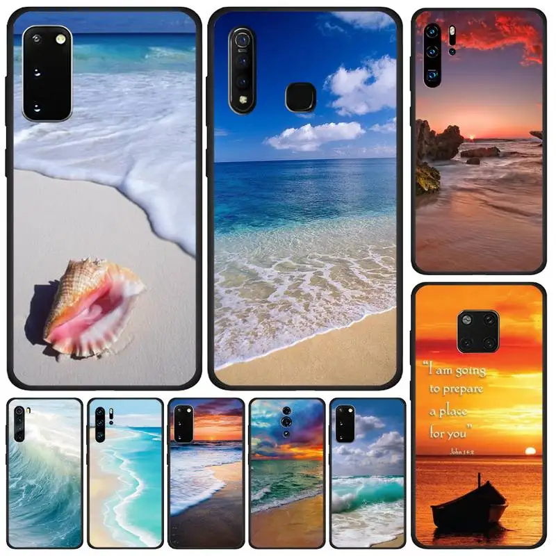

Scenery Sea Beach Coast Wave Sunset Landscape Phone Case For Huawei P9 P10 P20 P30 P40 Lite Pro P Smart 2020 2019 Fundas