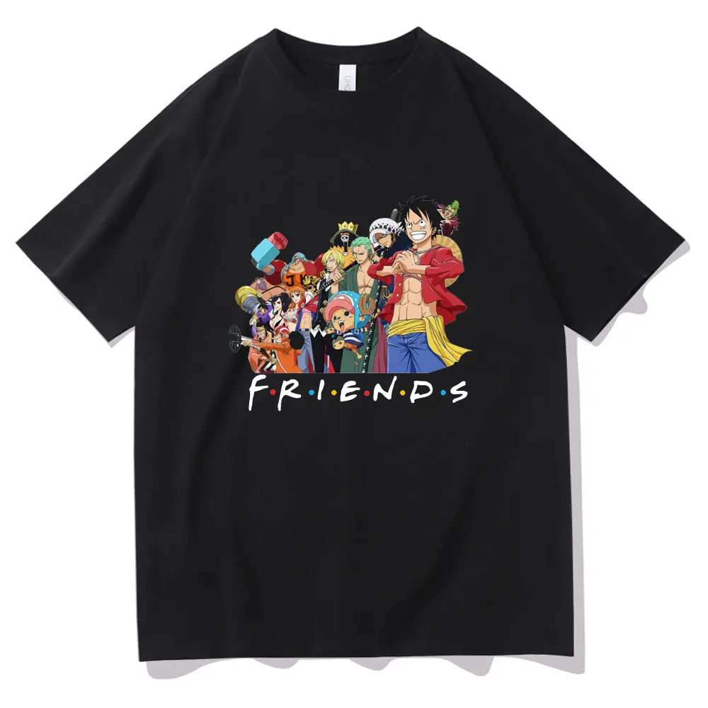 

2022s New Anime One Piece Luffy Roronoa Zoro Nami Sanji Friends Print Tshirt Straw Hat Group Tee Men Women Casual Funny T Shirts