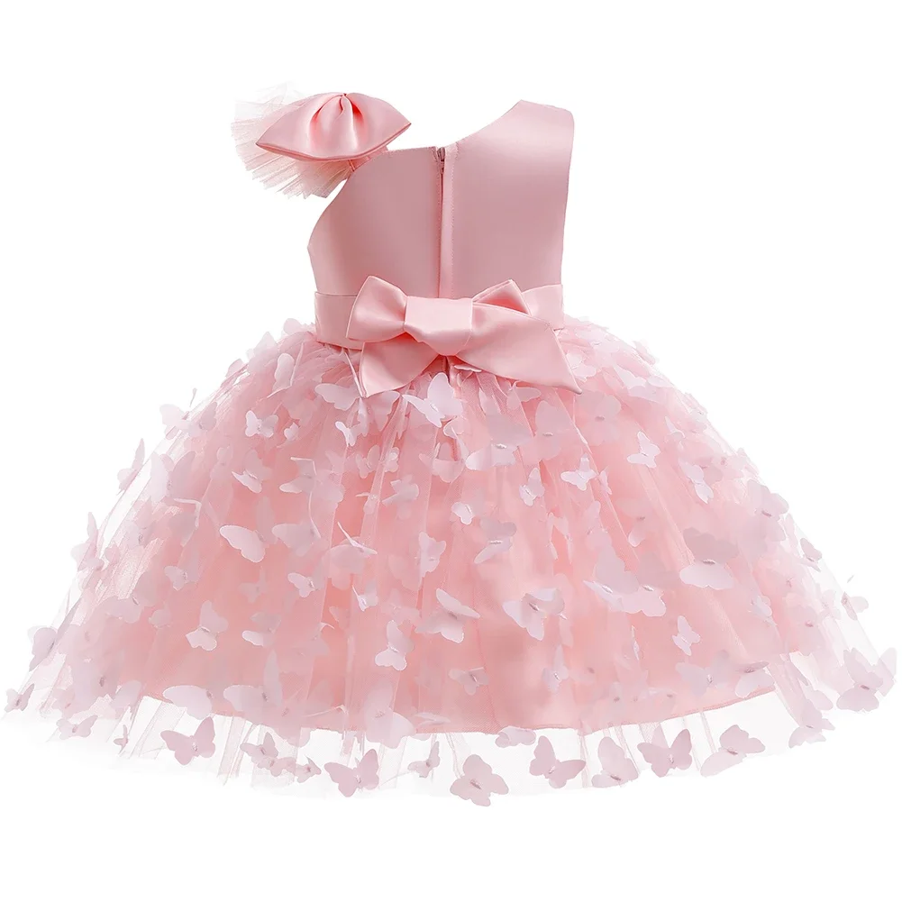 Платье для маленьких девочек белое с рисунком в виде цветов