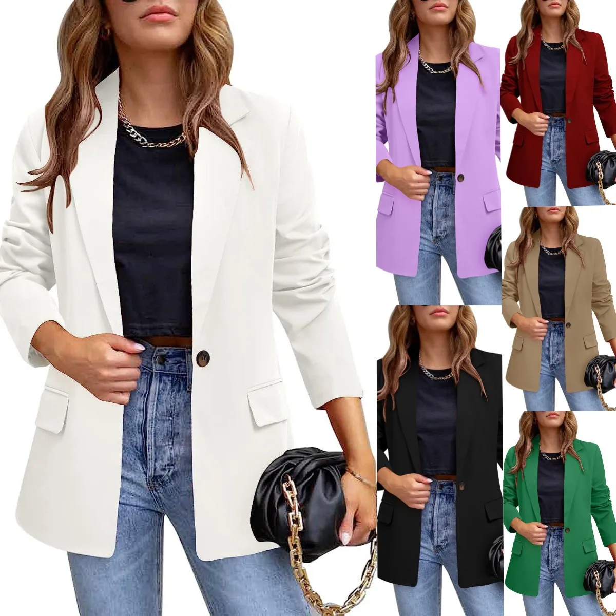 

GUMANYING Blazers Women Minimalist Solid Outwear Loose Elegant Retro Fashion High Street Feminine All-match Spring Comfortable