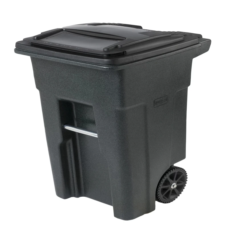 32 Gal. Trash Can Greenstone with Wheels and Lid