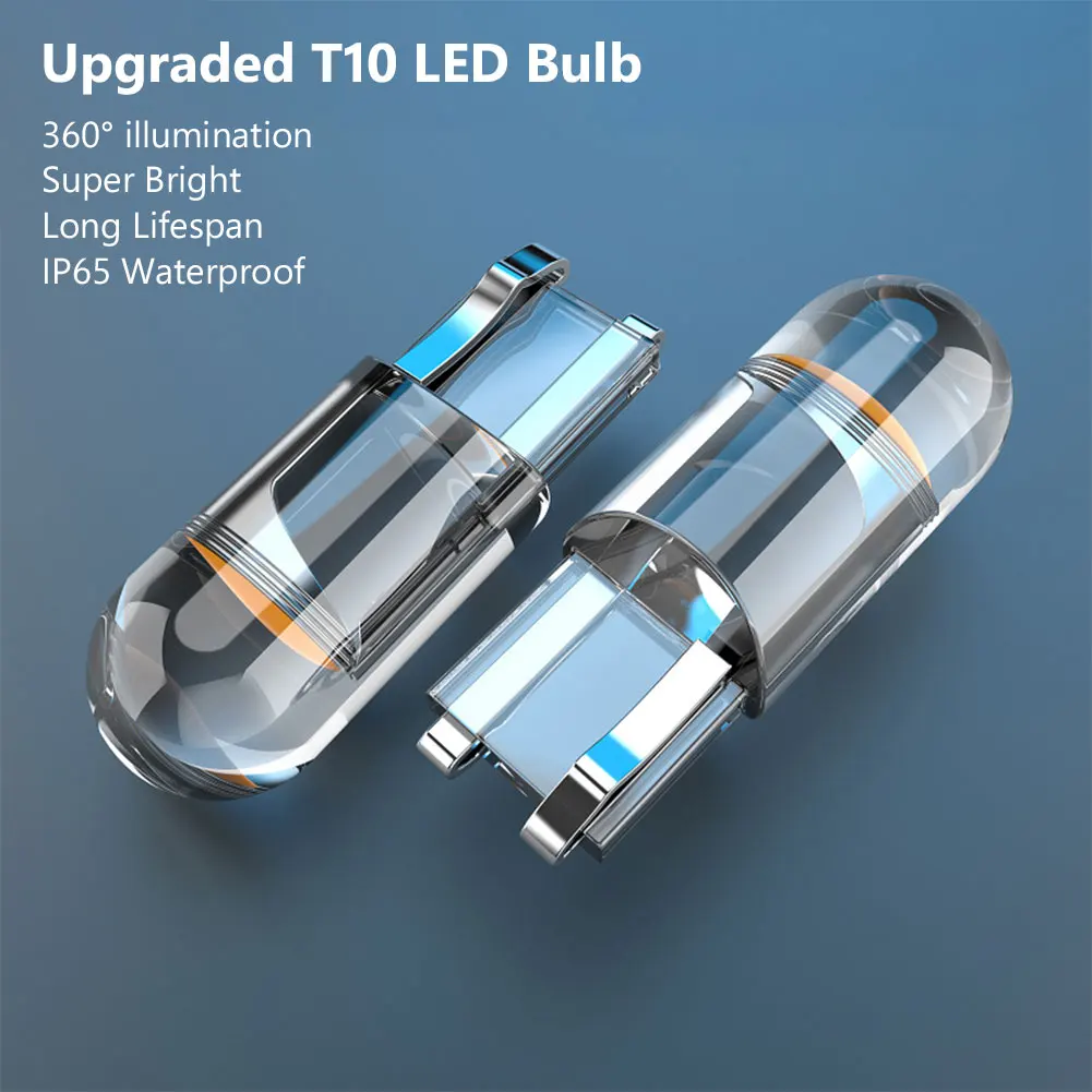 

10pcs W5W Led T10 Car Light COB Glass 6000K White Auto Automobiles License Plate Lamp Dome Read DRL Bulb Style 12V Universal