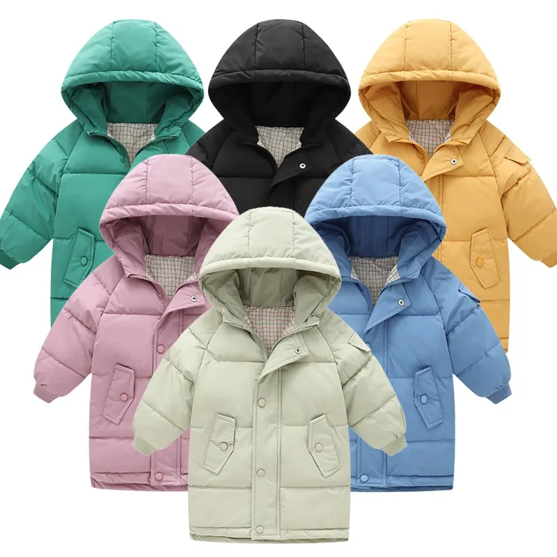 

Children Clothes Spring Autumn Long Sleeve Hooded Clothing Winter New Baby Boys Down Padded Jacket Kids Medium And Long Outwear