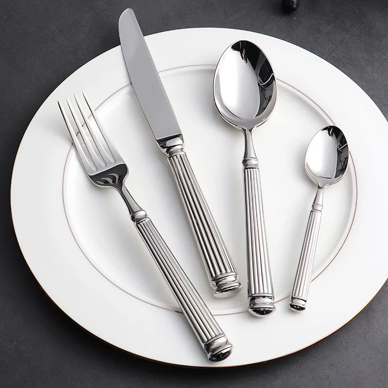 

Bright 304Stainless Steel Household Western Food Cutlery Set Steak Knife and Fork Spoon Mirror Thickened Handle Tableware
