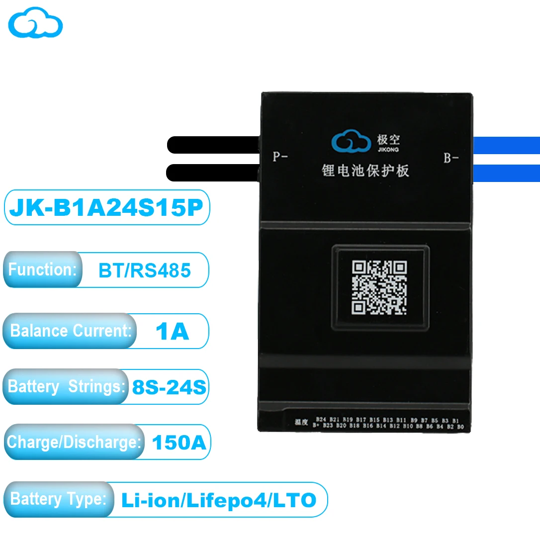 

JIKONG 2A Active Balance Bms 150A CANBUS Rs485 BT 36V 48V 60V Li-Ion Lto battery 18650 battery lifepo4 battery storage