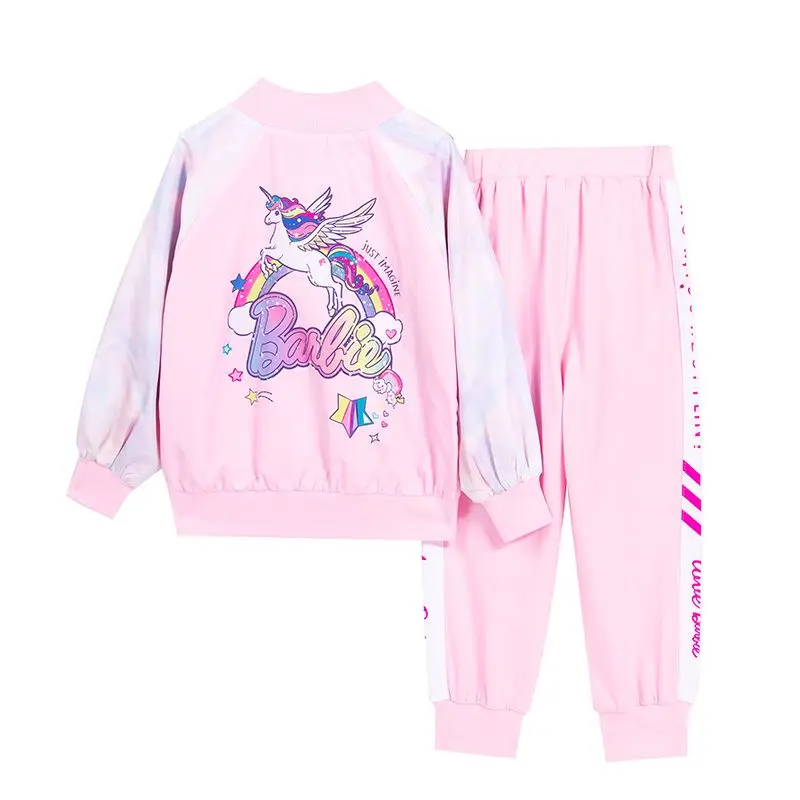 

Anime Barbie Spring and Autumn Kawaii Cartoon Girls Sports Suit Long Sleeve Children's Wear Sweatshirt Baseball Two-Piece Set