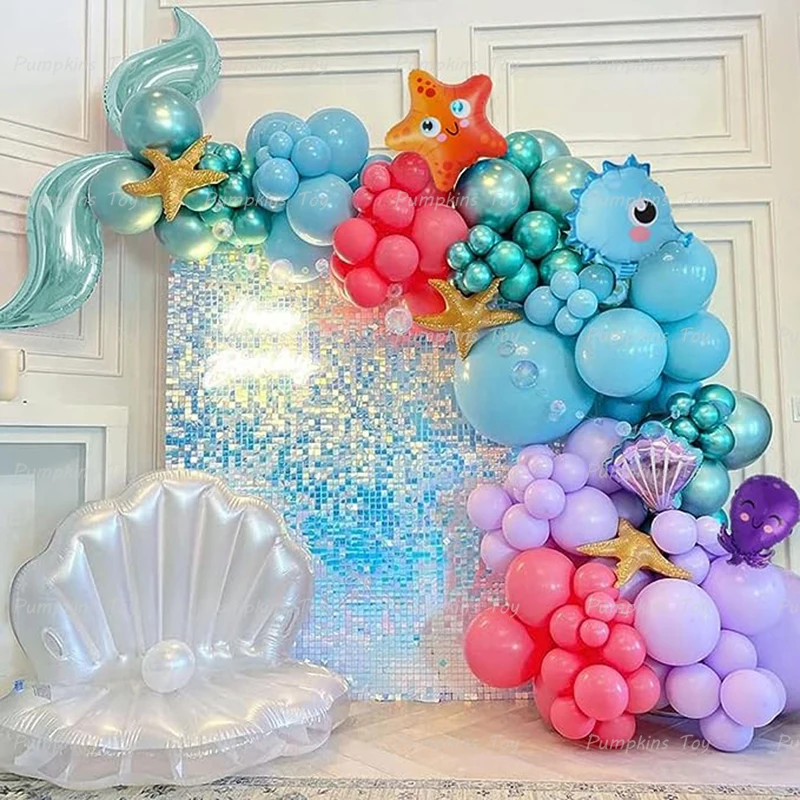 

Mermaid Tail Balloon Garland Arch Kit Mermaid Shell Balloons for Under the Sea Mermaid Birthday Party Decorations Baby Shower