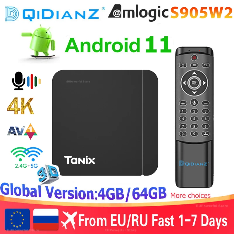 2022 Умный ТВ БОКС Приставка Смарт-ТВ Tanix W2 Android 11 Amlogic S905W2 2 4G/5G Wi-Fi HD - Цена: 2856.66