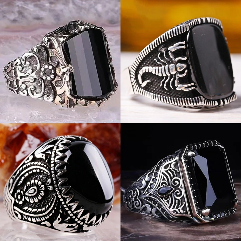 

New Fashion Temperament Black Gem Men's Ring Domineering High-end Copper Material To Attend The Banquet Business High-end Ring