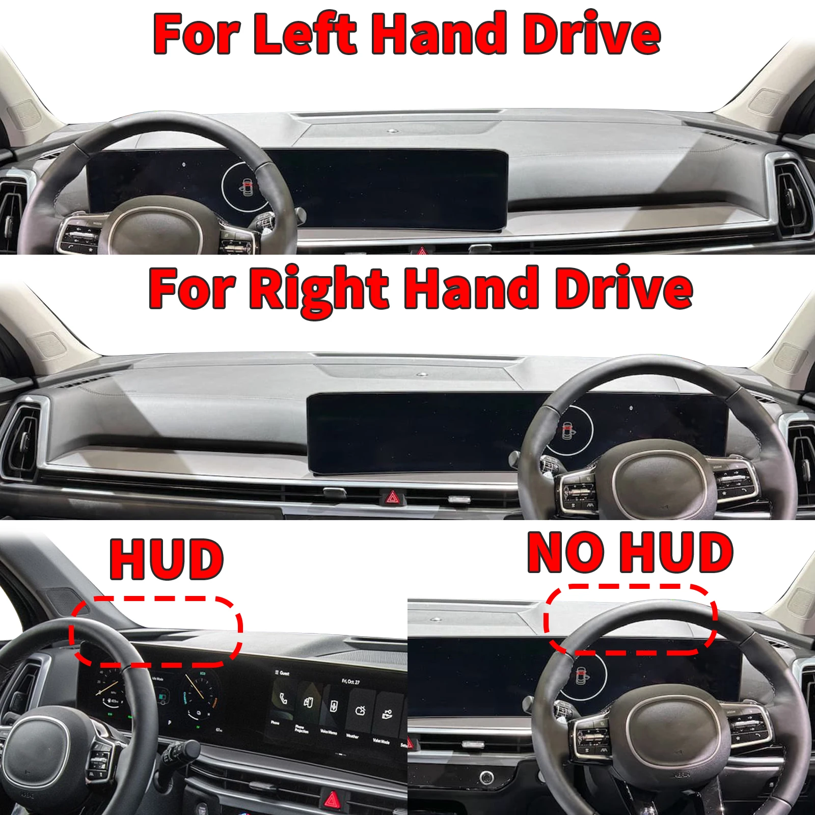 Фото Подходит для Kia Sorento 2024 2025 2026 MQ4 HEV PHEV Hybrid. Защитный коврик-накидка на приборную панель от солнца. №2