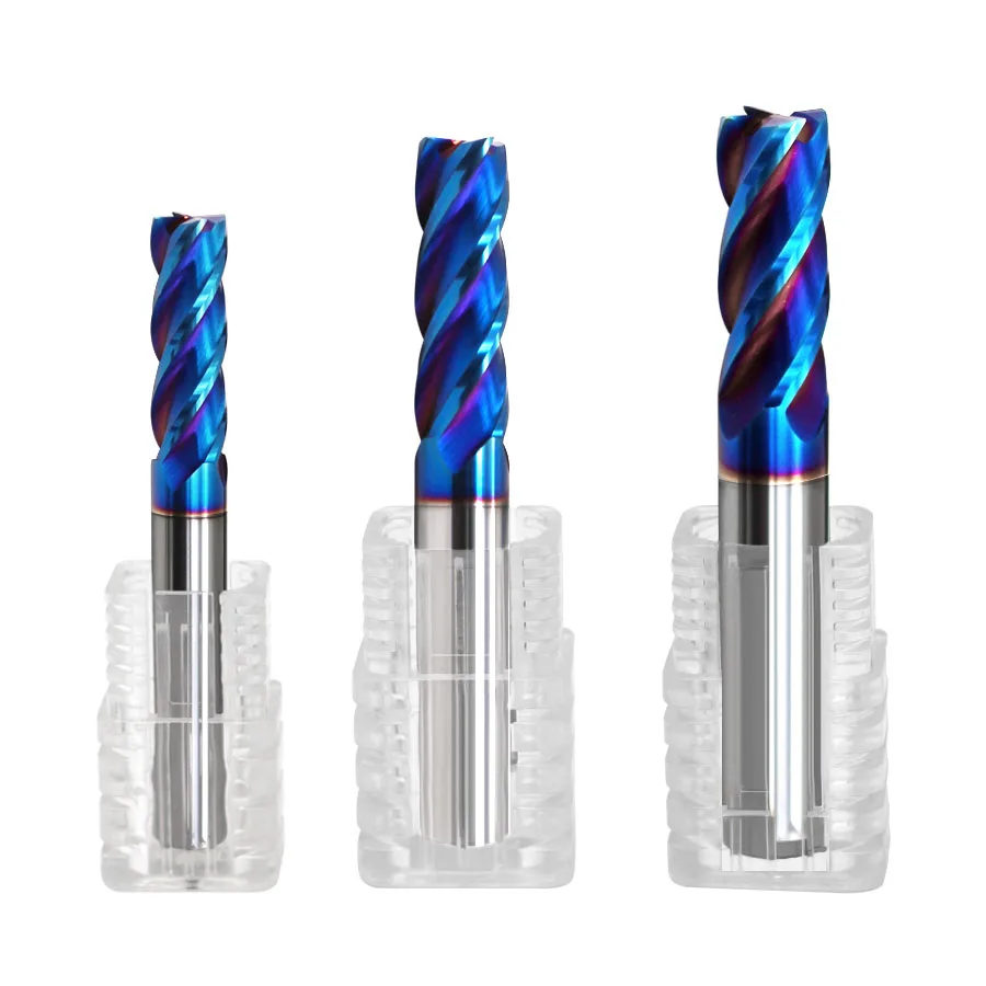 

4 Flutes HRC65 Tungsten Steel Milling Cutter Flat Head Router Bit Coated End Mills Flat Bottom Straight Handle CNC Carbide Knife