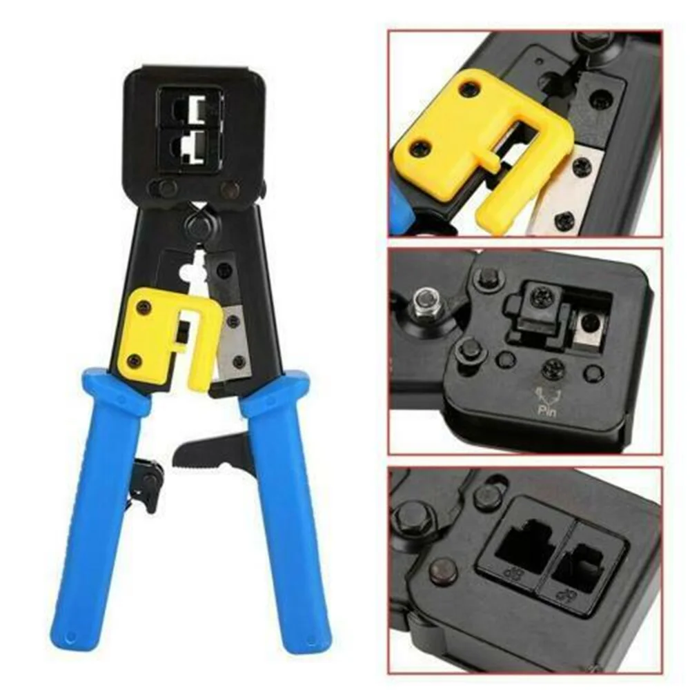 

Rj45 Crimper For Pass-Through/Ez Rj11/Rj12/Rj45 Connectors Plier Cutter Stripper Cat5e/Cat6 Network Cable Wire Crimping Tool