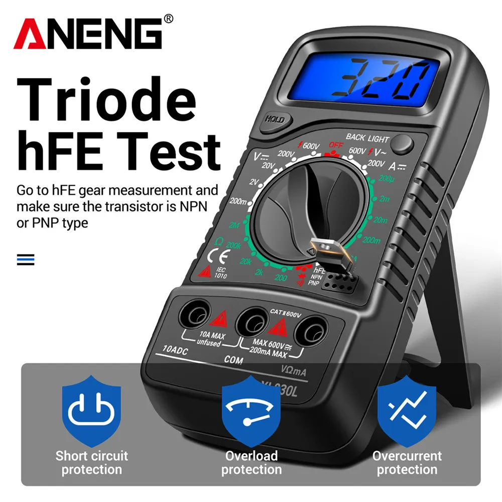 

ANENG XL830L Digital Profissional Multimeter Electric LCD Voltmeter Ammeter AC DC Voltage Tester OHM Tester Electrician Tools
