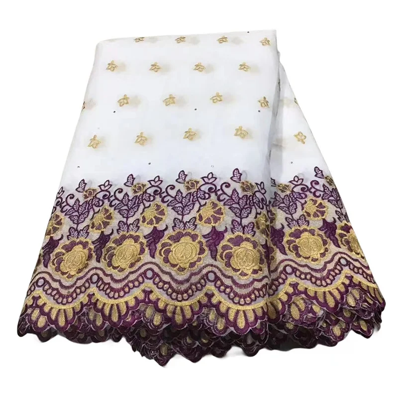 

5 yard Swiss voile lace fabric heavy beaded embroidery African High Qualit 100% cotton With diamonds popular Dubai style PL10294