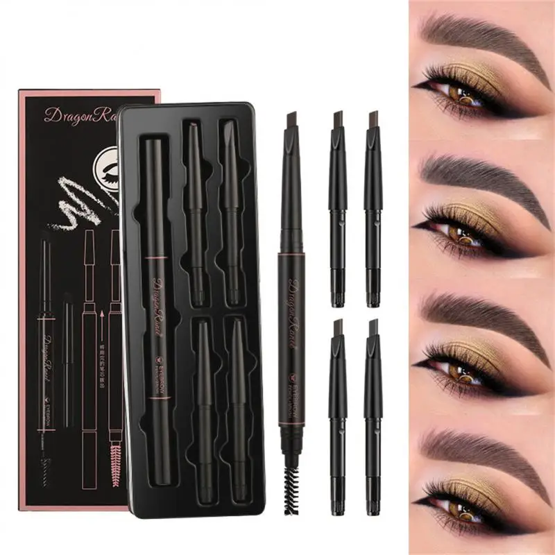 

Двухсторонний карандаш для бровей ELECOOL, 5 шт./коробка, водостойкий, стойкий, не выцветающий, вращающийся, треугольный карандаш для бровей, тат...