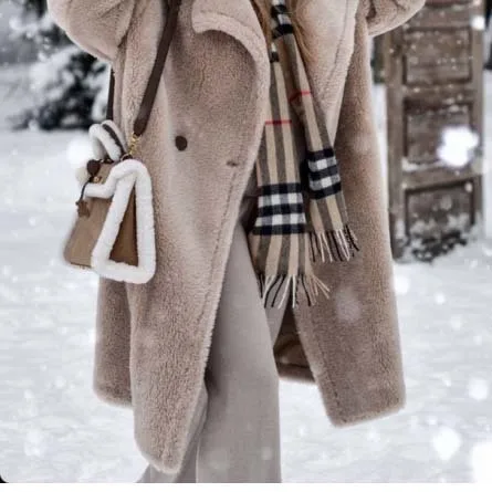 Jersey Cream Lambswool Coat Ladies Long Fashion Coat Autumn Winter 2022 New