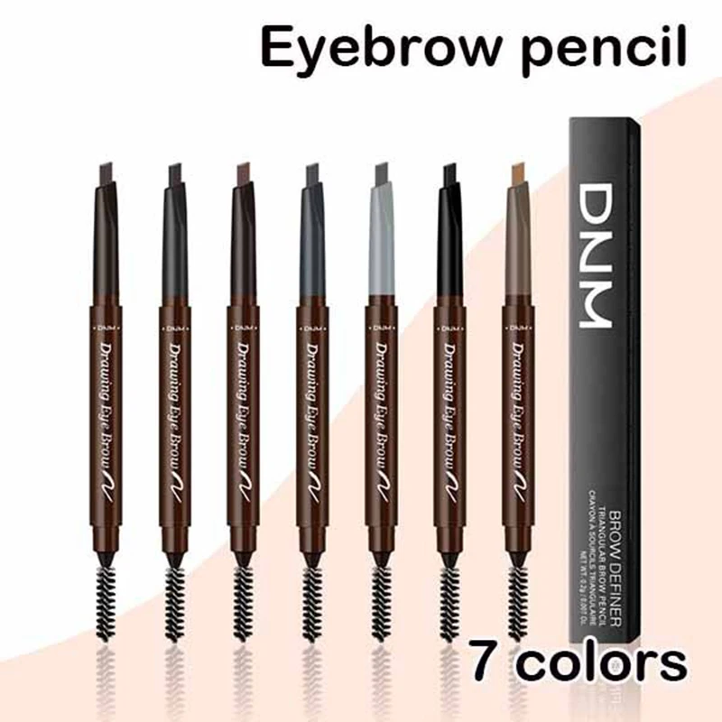 

DNM Double Head Eyebrow Pencil Waterproof Automatic Rotating Squeeze Refill with Brush Eye Brow Tint 7 Color Makeup TSLM1