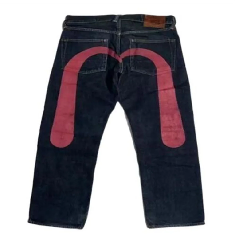 

Модные мужские джинсы в европейском и американском стиле хип-хоп/Молодежные прямые винтажные ковбойские брюки с геометрическим принтом и карманами средней посадки