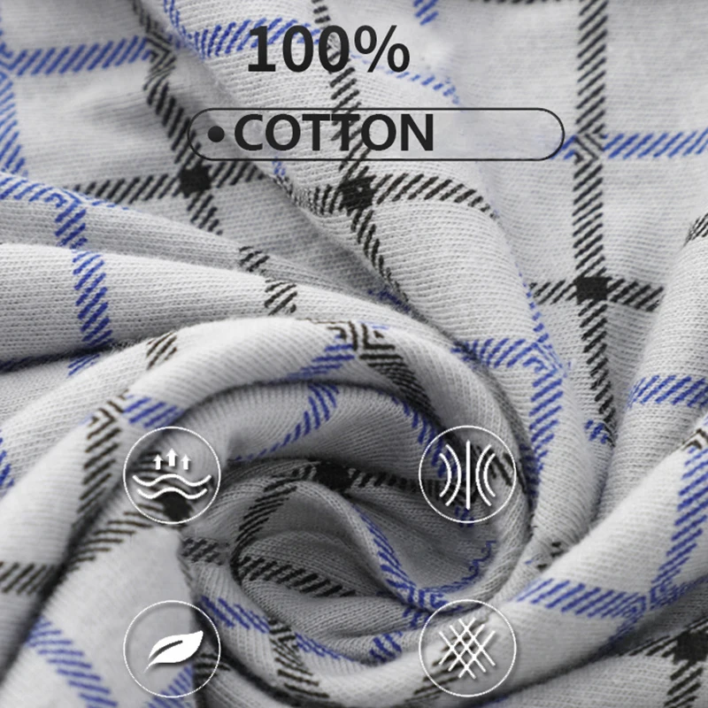 3PCS Mens Underwear Boxers Loose Shorts Fit 130kg Men'S Panties 100%Cotton Plaid Arrow Pants Plus Size Classic Basics Plaid Hot