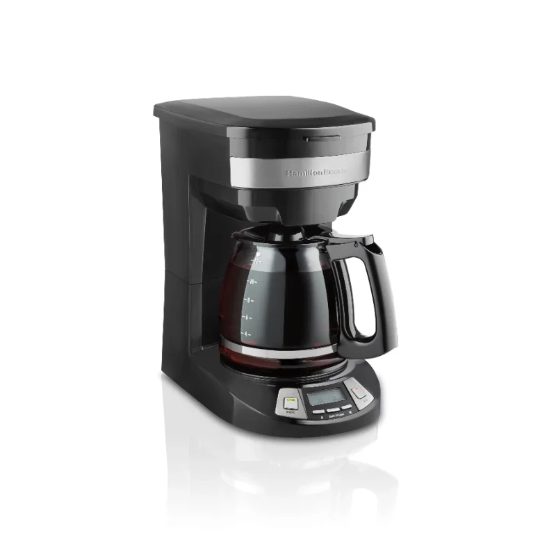 

Hamilton Beach Programmable Coffee Maker, 12 Cup, Black with Stainless Accents, Model 46292