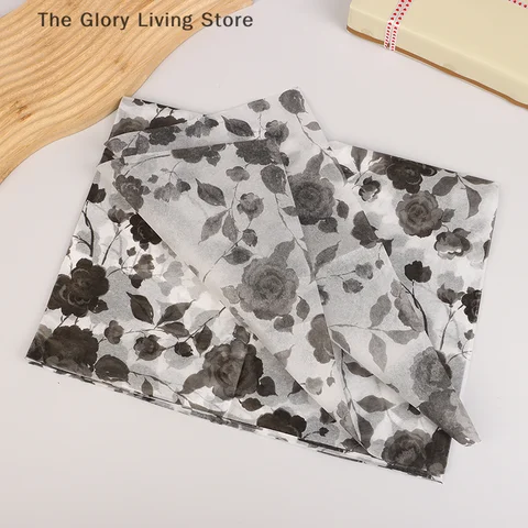 Бумага для цветов с черной розой, 10 шт.