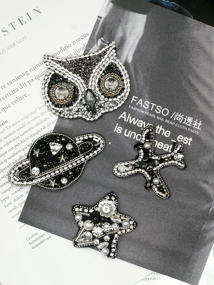 

Sequin Sewing Stylish Airplane Chic Star Decorative Rhinestone Owl Patch Embroidered Sew-On Applique for Clothing Bags Crafts