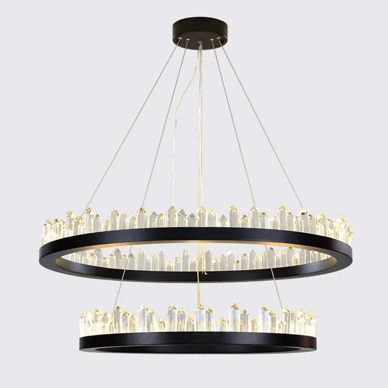 

Modern Ring Crystal Pendent Lamp Luxury LED Lights Designer Restaurant Household Ceiling Lustre Kitchen Island Decor Chandelier