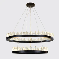 modern ring crystal pendent lamp luxury led lights designer restaurant household ceiling lustre kitchen island decor chandelier