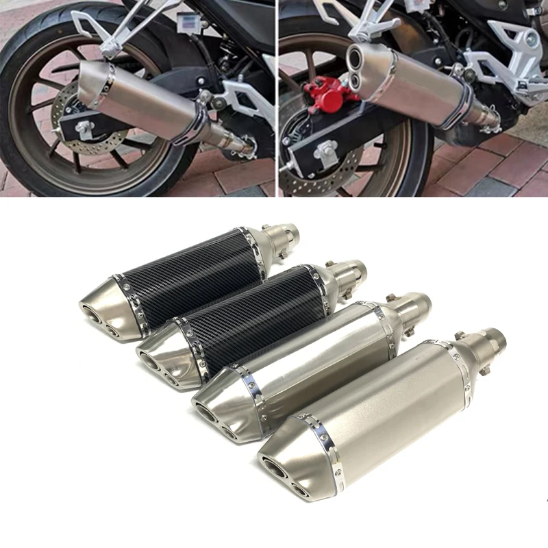 

Универсальный выхлопной глушитель для мотоцикла, 125 куб. См, 51 мм, выхлопная система, двойной глушитель DUKE390 ниндзя250 ниндзя400 PCX125, трубка