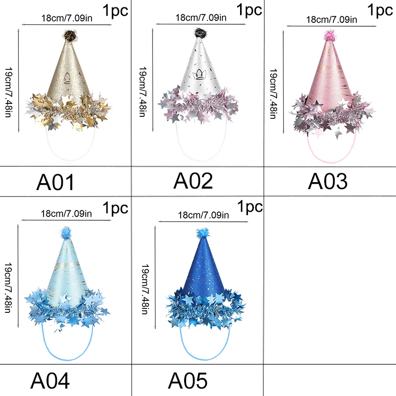 Конусные шапки для дня рождения блестящие звезды бумажная крышка с блестками