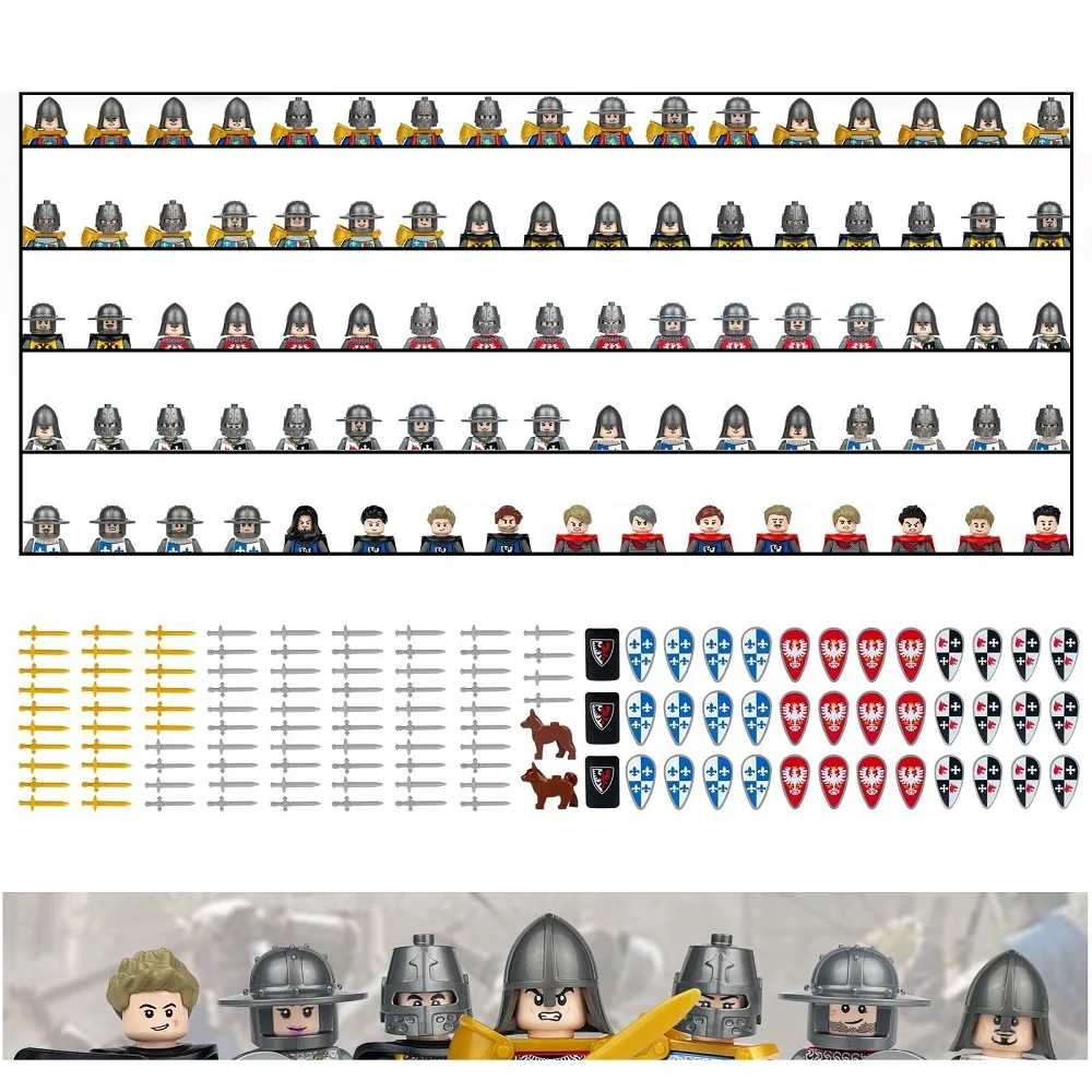 Военные строительные блоки средневековые мини-фигурки солдата рыцари jerusма