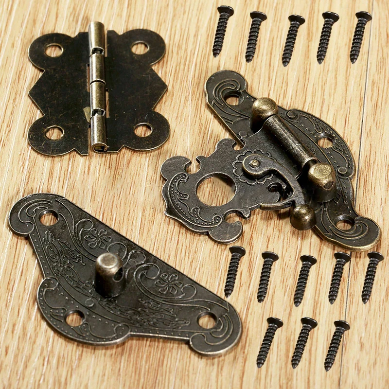 

Convenient Durable Useful Hinges Latch Hasp Iron Jewelry Box Lock Office Shop Cabinets Screws 90 degrees Butterfly