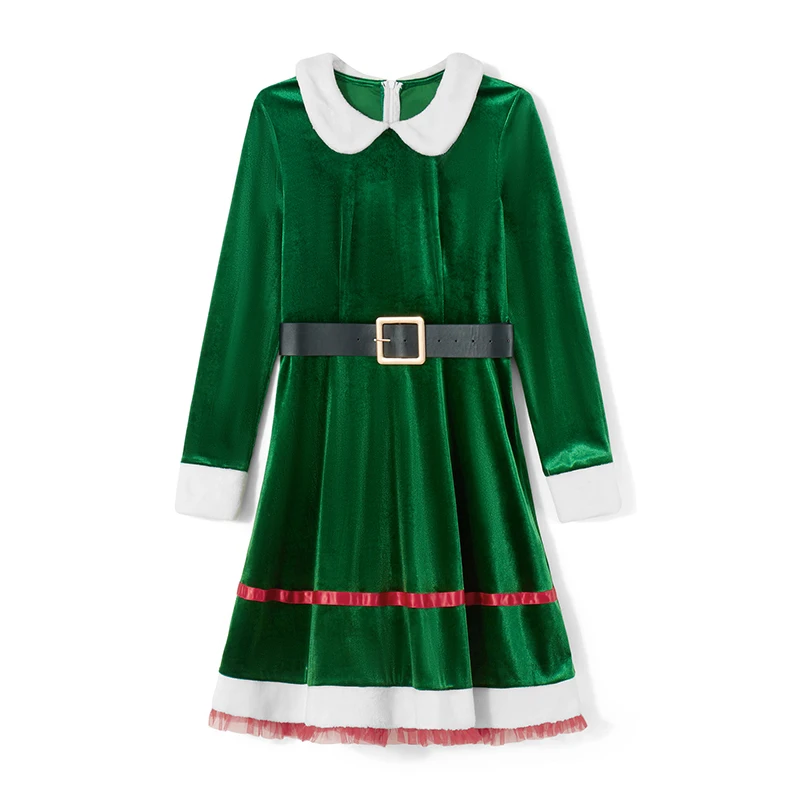 Женский оригинальный комплект для косплея зеленое бархатное платье средней