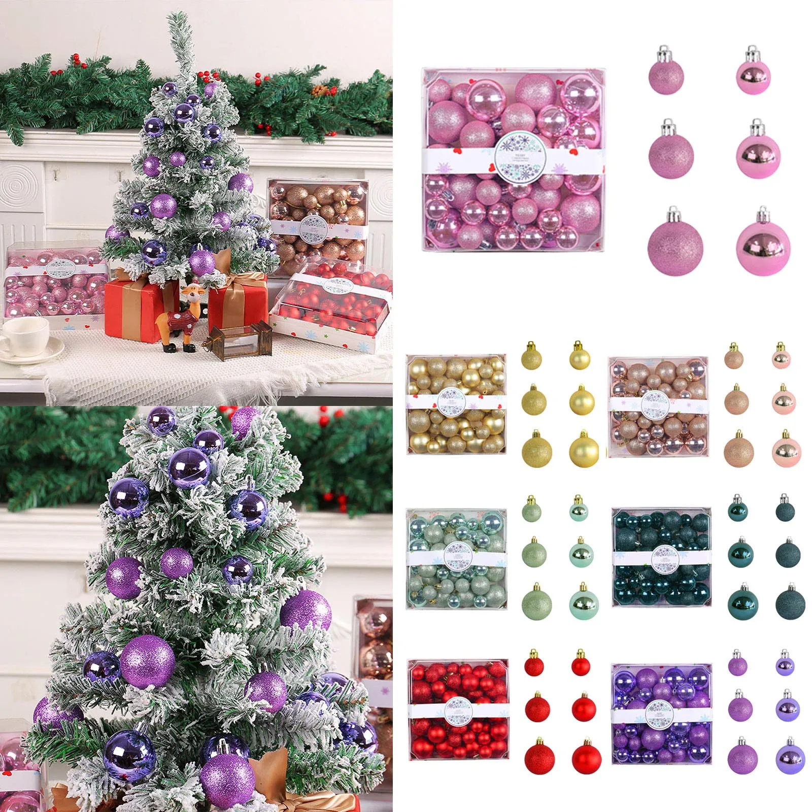 

Christmas Hanging Ornaments Decorations Rectangular Box Colorful 3/4/5cm Christmas Set Shopping Mall Home Christmas Tree