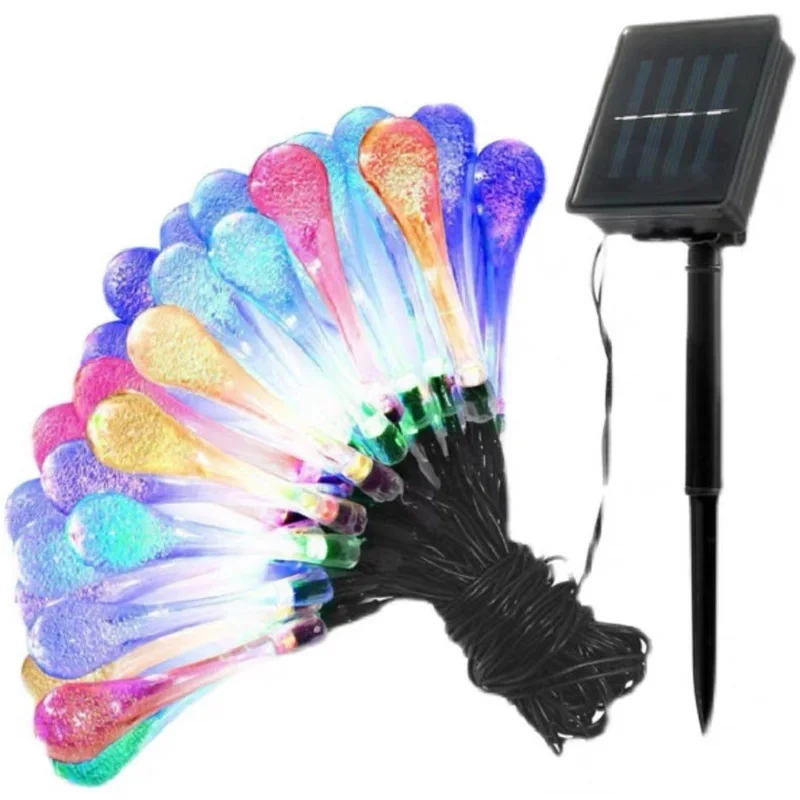 

LED Solar Water Drop Light String Outdoor Waterproof Decorative Light Garden Christmas New Year Party Decorative Light String