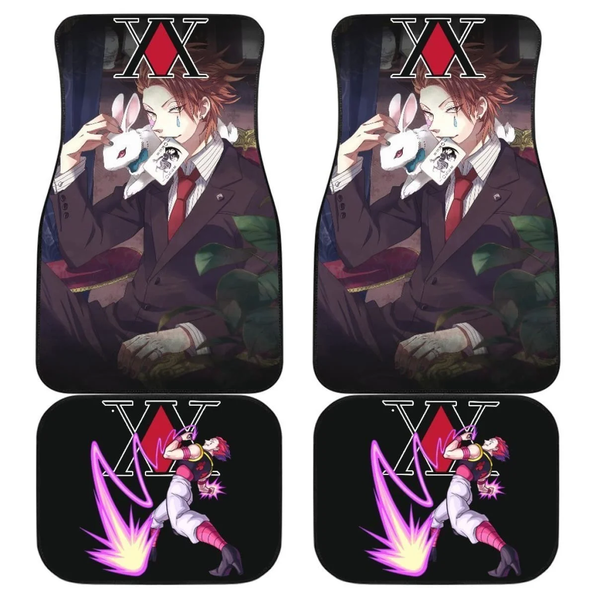 

Hisoka Morow Hunter X Hunter Uniform Car Floor Mats Anime Universal Fit Full Set 4-Piece Front Rear Car Floor Mats