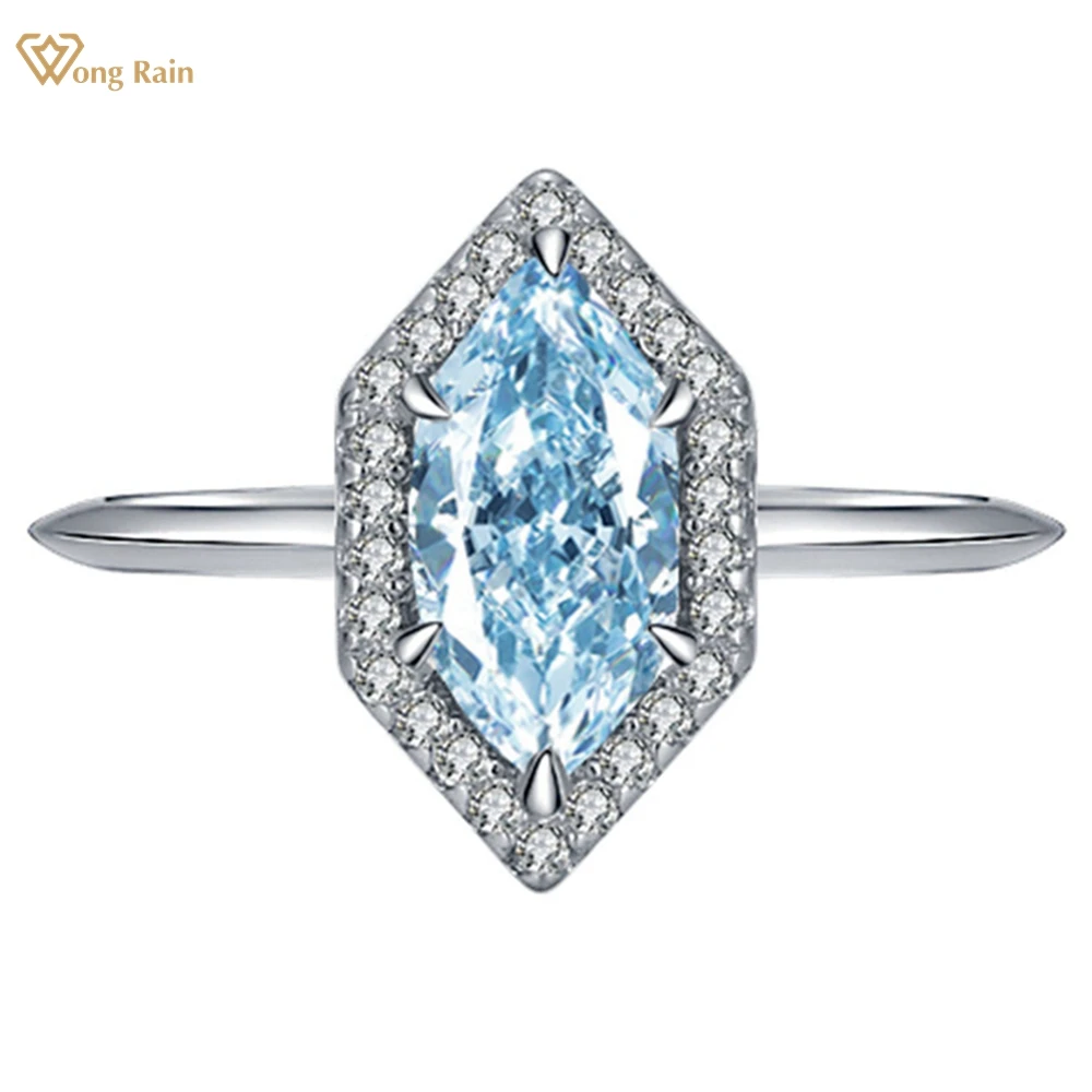 

Wong Rain Sparkling 100% 925 Sterling Silver Marquise Cut Aquamarine Gemstone Women's Party Wedding Rings Jewelry Free Shipping