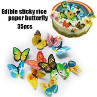 35pcs mixed butterfly edible glutinous wafer rice paper cake cupcake toppers for cake decoration birthday wedding tools