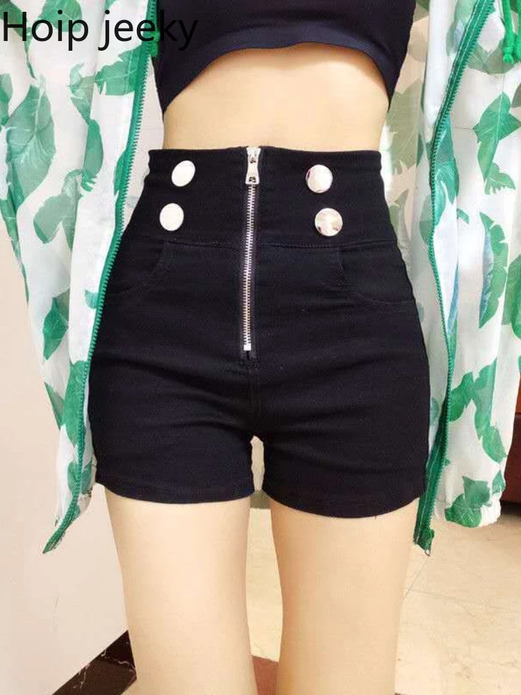 

Hoip Jeeky Black Skinny Jean Shorts Women 2022 Summer High Waist Korean Sexy Wild Black Slim Hot Hip Fitness Workout Elasticity