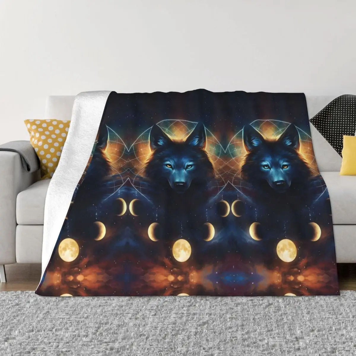 

Одеяло с изображением космоса галактики волка Фланелевое весенне-осеннее цветное теплое одеяло с Луной для зимнего постельного белья