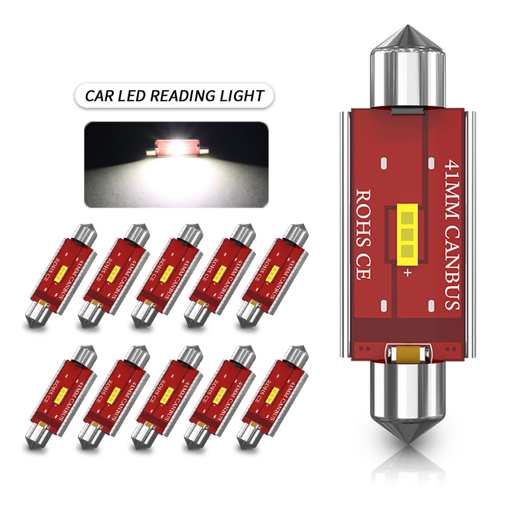 Светодиодная гирлянда C5W C10W, 10 шт., лампы для салона автомобиля, 31 мм, 36 мм, 39 мм, 41 мм, Canbus CSP 1860SMD Veichle, сигнальная лампа номерного знака без ошибок