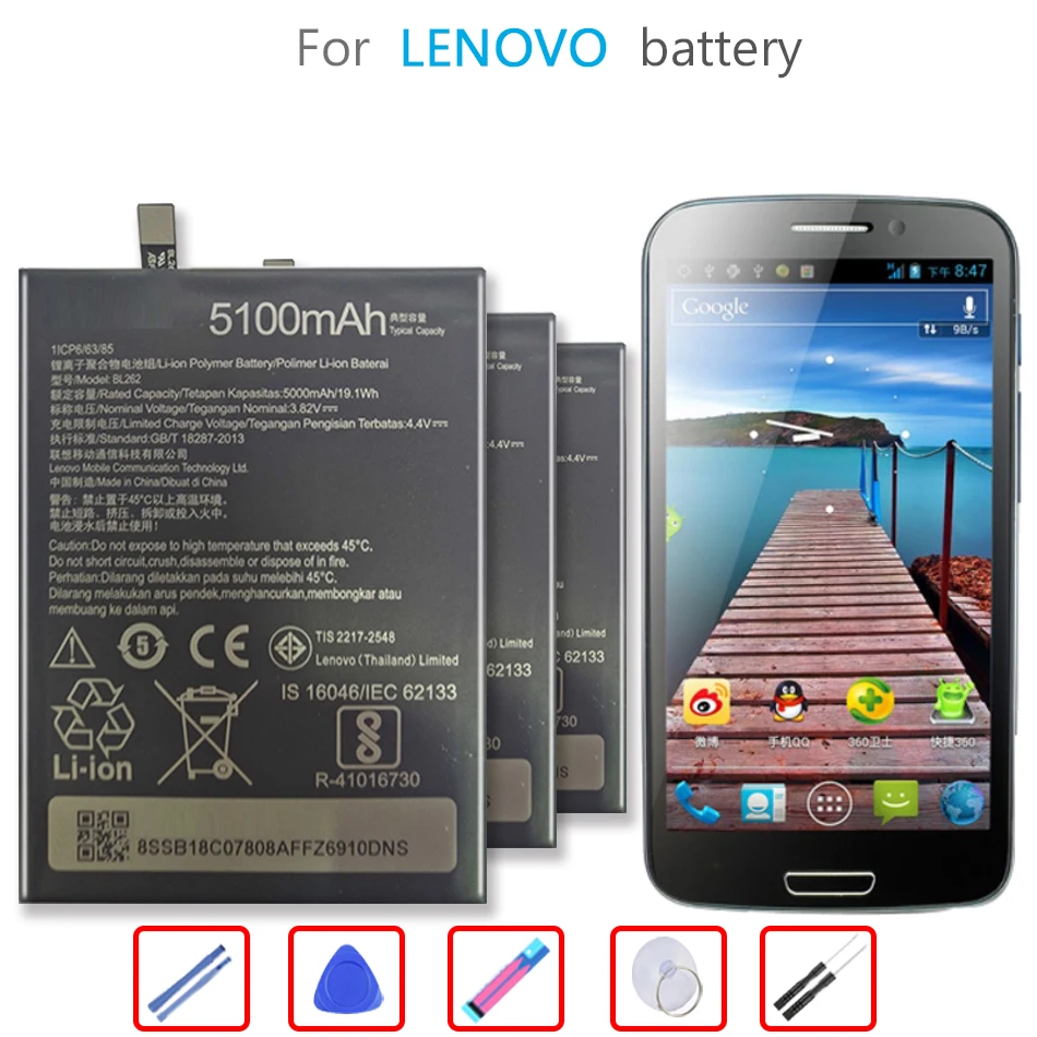 

Аккумулятор для BL262 5000 мА · ч для Lenovo Vibe P2 p2a42 p2c72 p2 a42 c72 BL 262 мобильный телефон