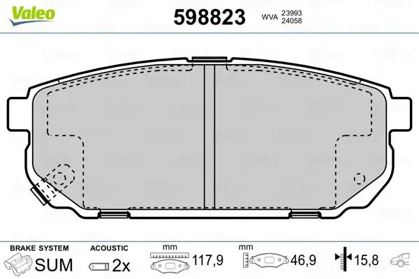 

598823 rear brake pad SORENTO 03 10