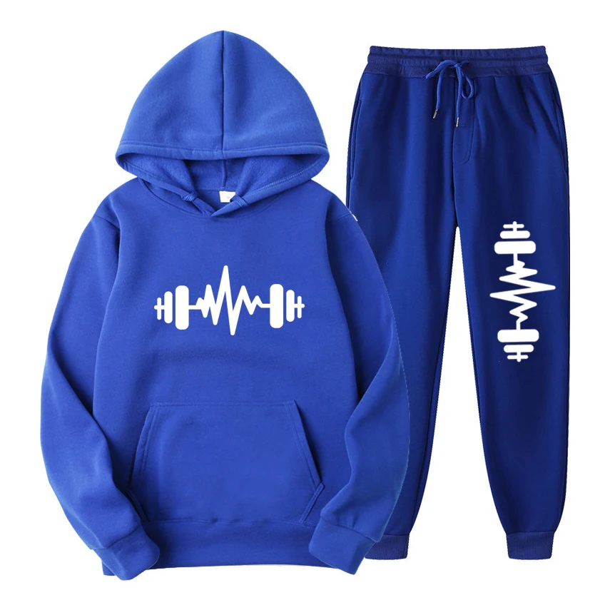New Fashion Couple Couple Sports Casual Sweater Set Printed Hoodie and Pants Set Men Women Sportswear Jogging Wear