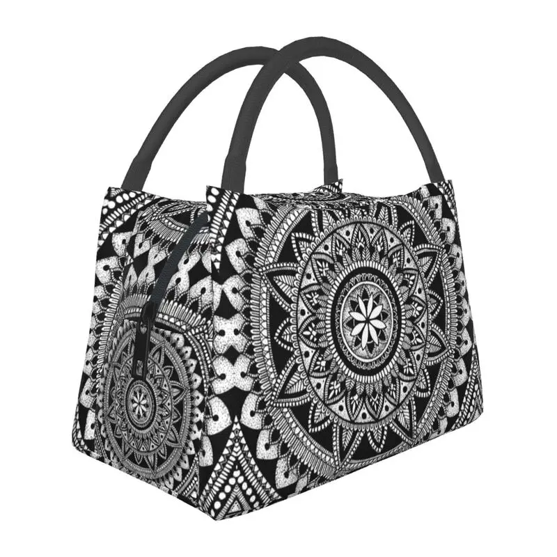 

Zen Mandala Insulated Lunch Bags for Women Boho Floral Resuable Thermal Cooler Food Lunch Box Work Travel
