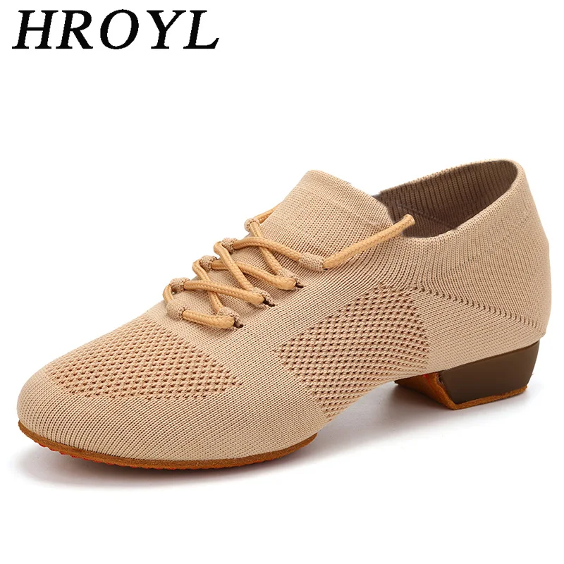 HROYL Women Standard Practice Jazz  Social Dance Sneaker Beginner Ballroom Dancing Shoes 1