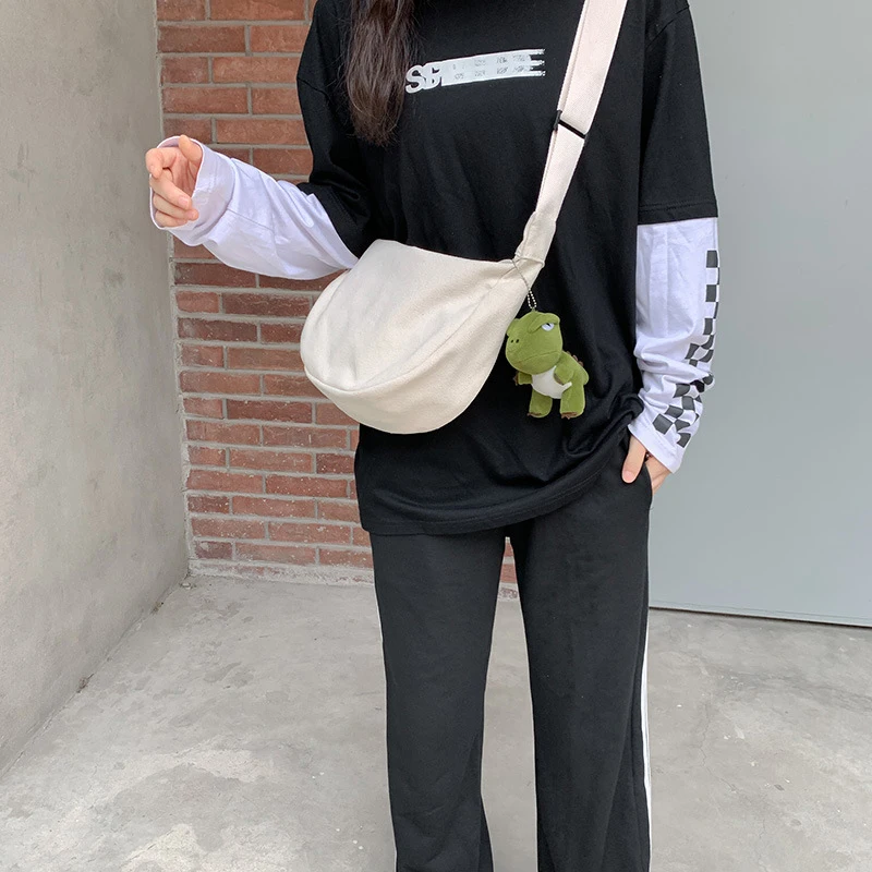 Ladies Shoulder Bag Canvas Bags Simple Female Bag Canvas Messenger Bag Thickened Dumpling Canvas Bag Student Personality Fashion